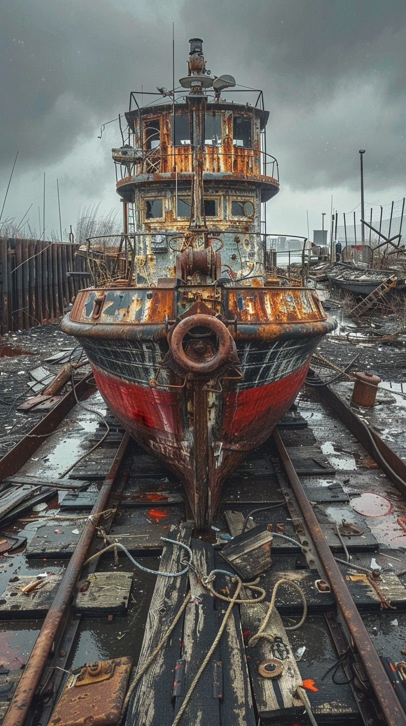 816x1456 Download Abandoned Shipyard Scene Image, Abandoned, Dockyard