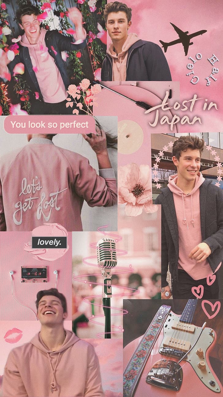 728x1294 HD wallpaper: Shawn mendes, pink flowers
