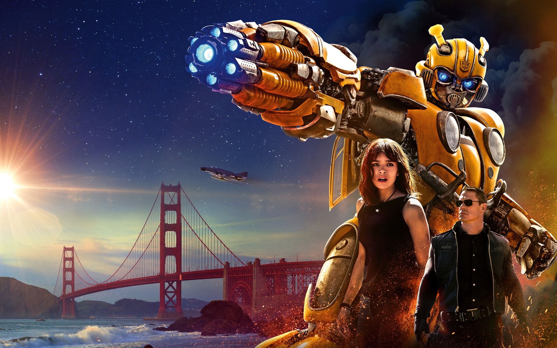 1920x1200 Wallpaper Bumblebee, Transformers, bridge, stars 5120x2880 UHD 5K Picture, Image