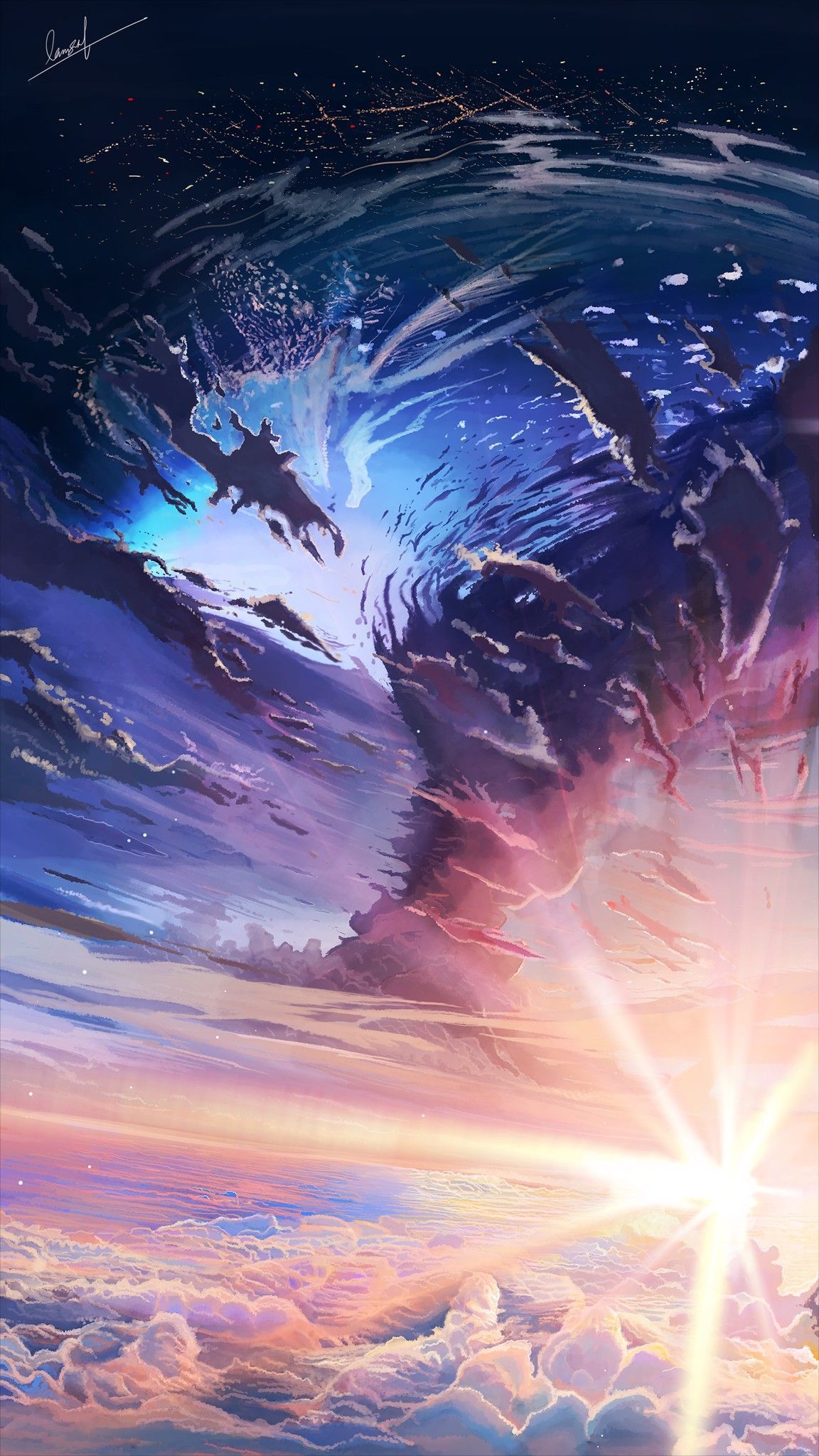 1152x2048 Anime Sky Beautiful Wallpaper