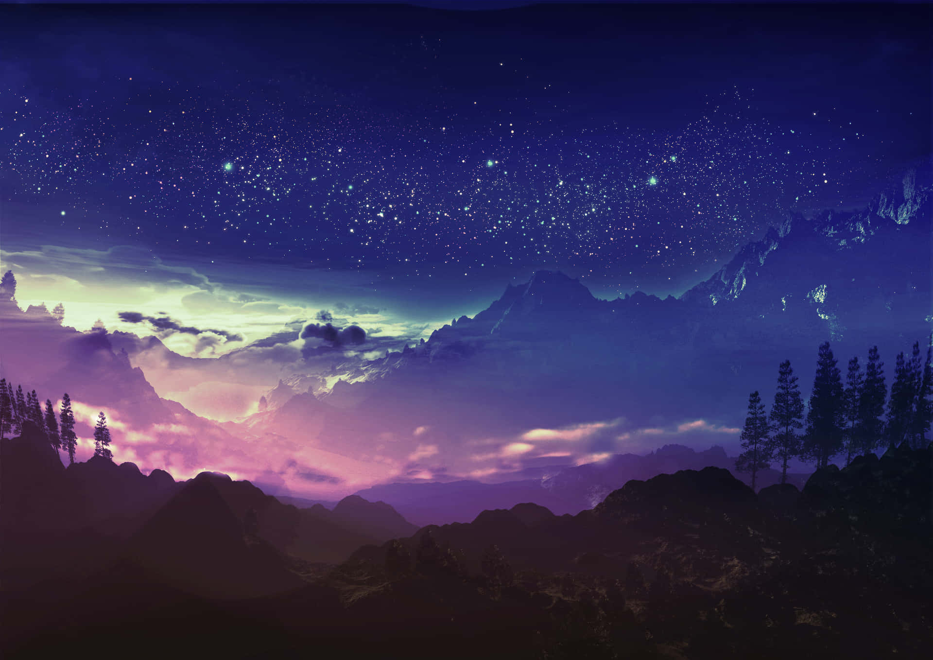 1920x1358 Download Starry Night Sky Beautiful Anime Scenery Wallpaper