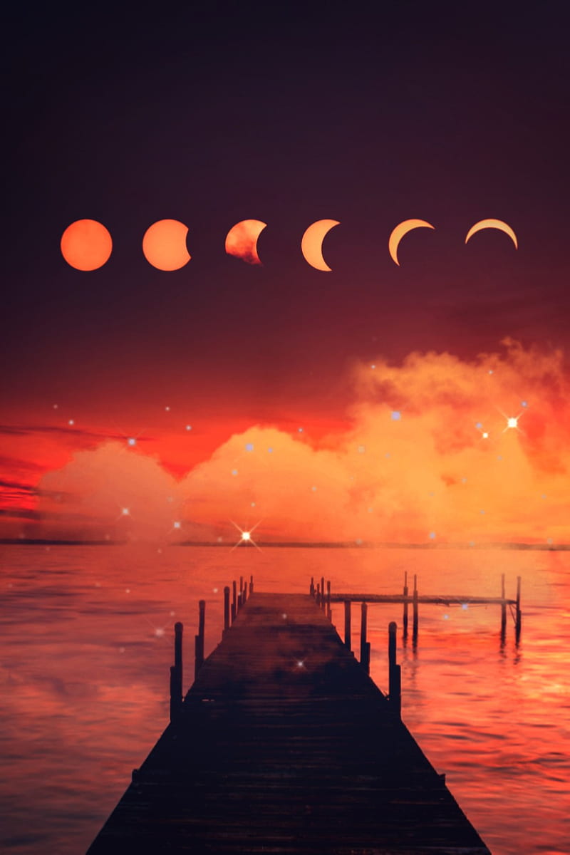 800x1200 Moonlight, anime, beautiful sky, iphone, magic, moon, nature, pink, sky, sunset, HD phone wallpaper