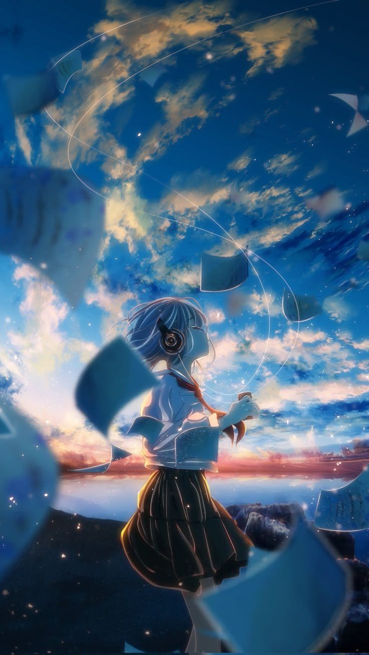 736x1307 The sky anime. Cute anime sky, Beautiful sky anime, Anime background