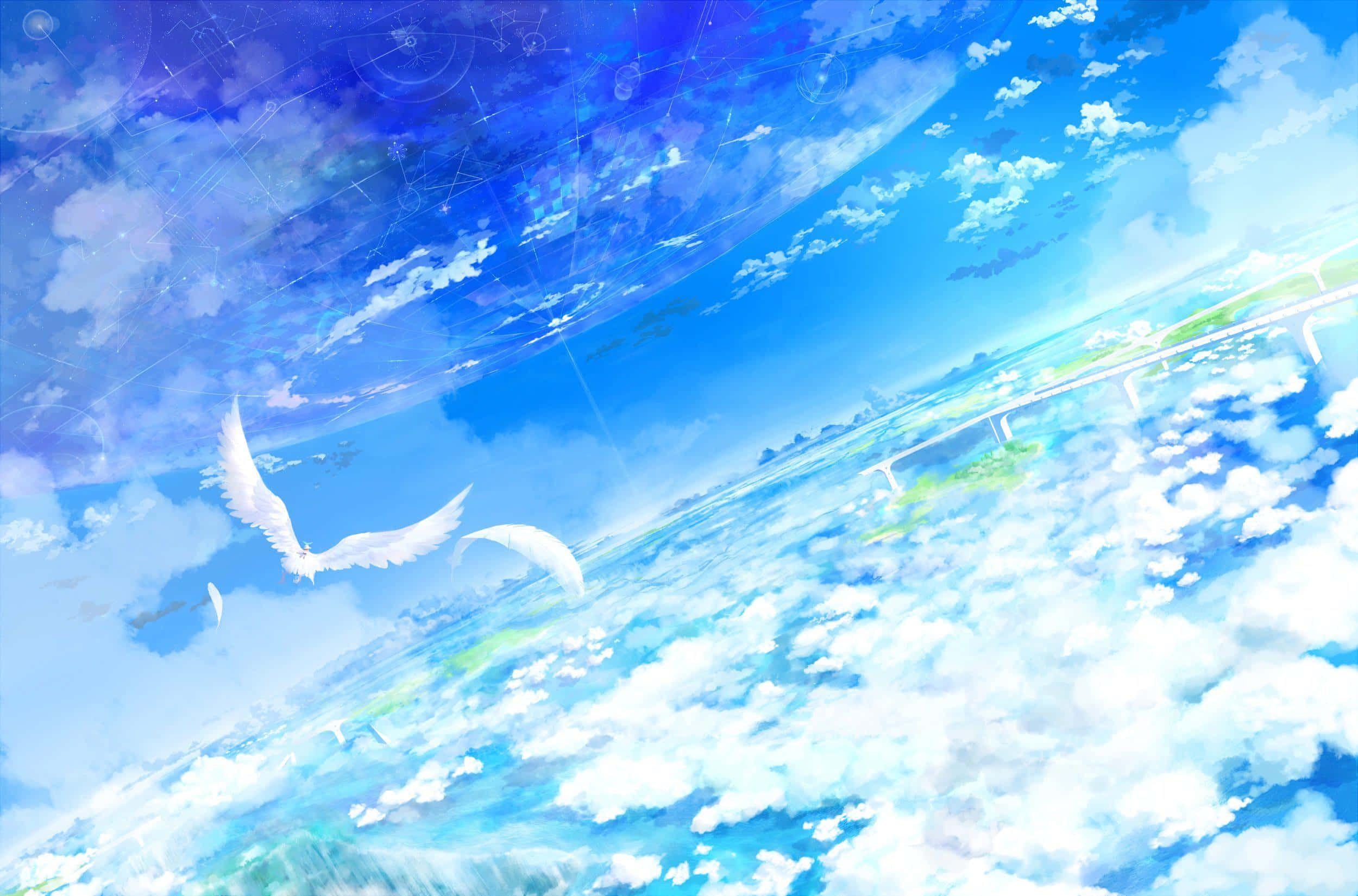 2500x1650 Download Gazing at the beautiful Anime Sky Wallpaper