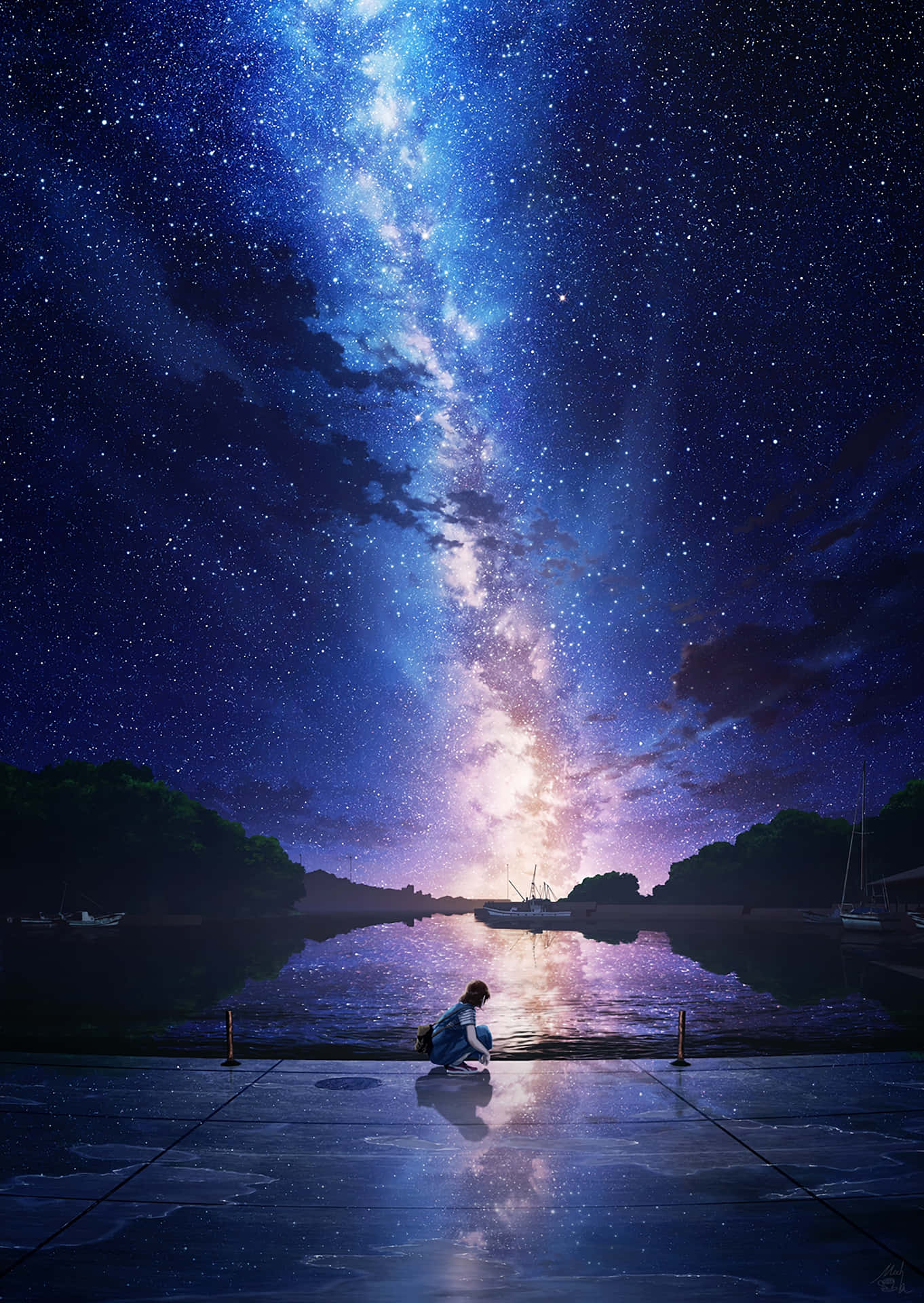 1362x1920 Anime Night Sky Mobile Wallpaper