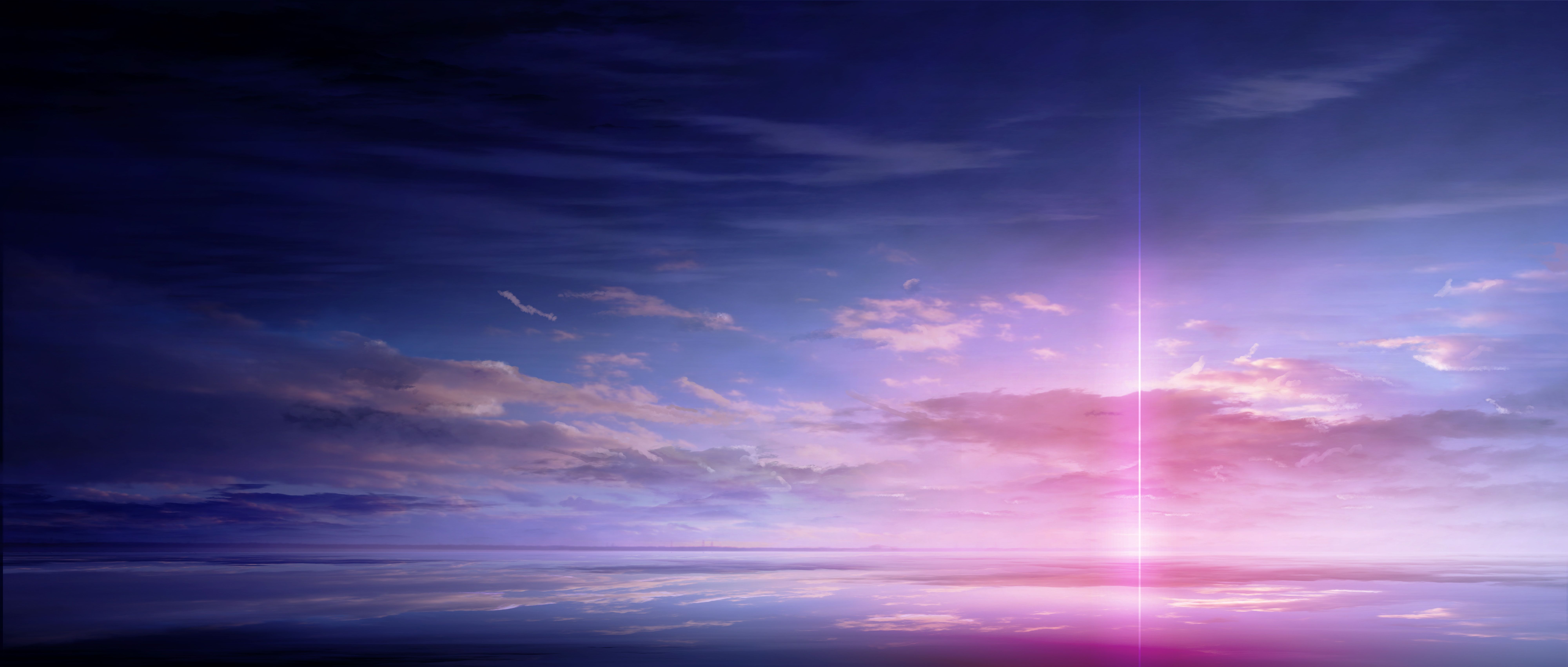 8000x3406 4K Ultra HD Anime Sky: Radiant Clouds and Twilight Dreamsx3406