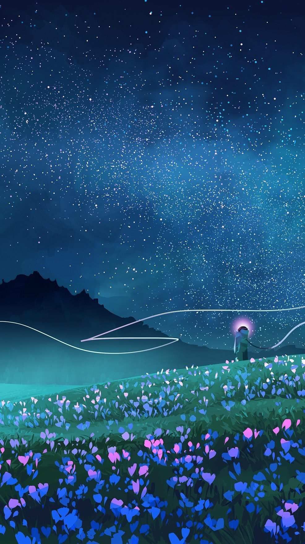 986x1754 Pretty Night Anime Wallpaper