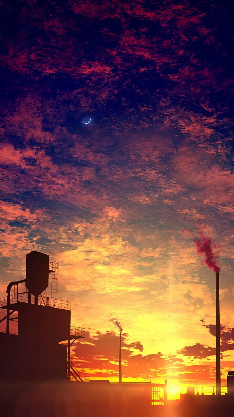 800x1422 Sunset In Chaina, anime, bangladesh, bonito, beautiful sky, best, black, blue, HD phone wallpaper