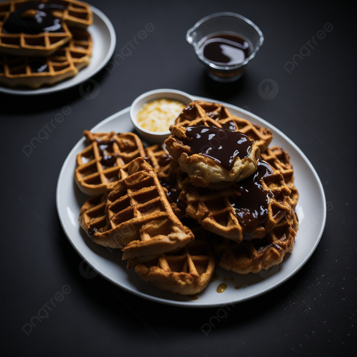 1200x1200 A Plate Of Chicken And Waffles With Syrup Butter, A Plate Of Chicken, And Waffles With, Syrup And Butter Background Image And Wallpaper for Free Download