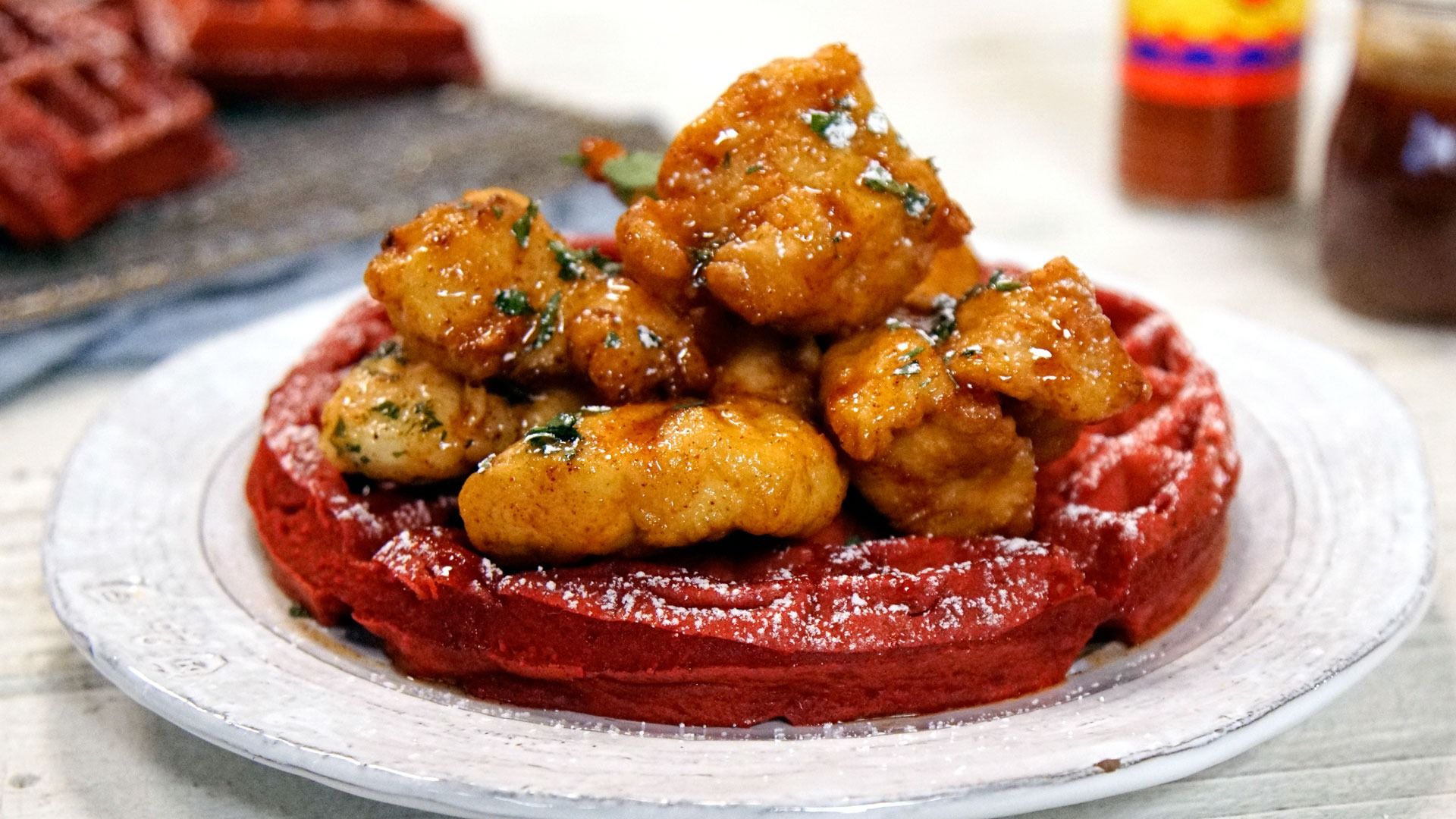 1920x1080 Red Velvet Chicken and Waffles