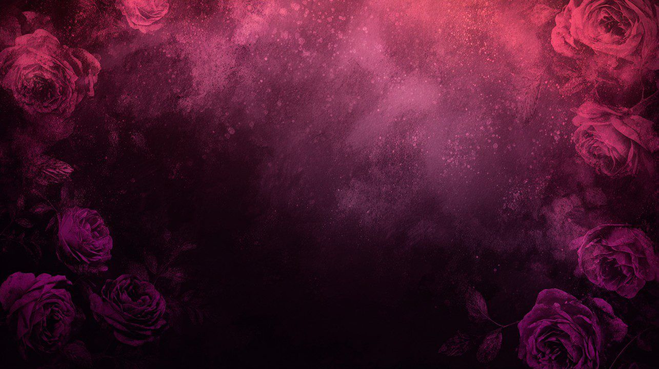 1285x720 Dark Textured Black Background with Subtle Red and Purple Floral Design