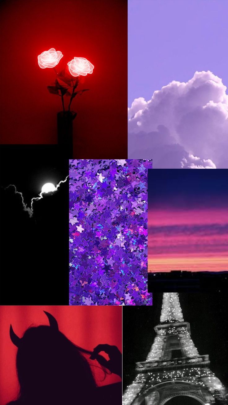 736x1304 red, purple and black aesthetic collage wallpaper