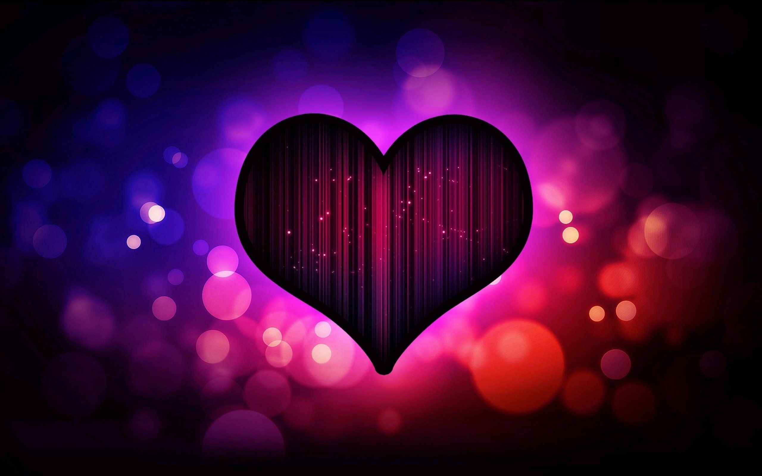 2560x1600 Wallpaper Purple Heart With Red Light, Background Free Image