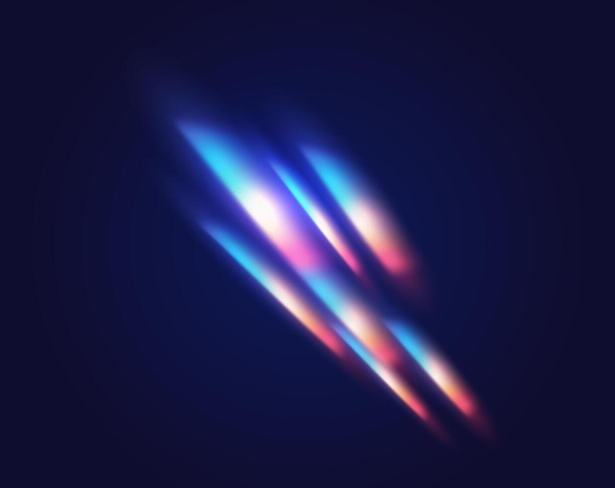 1235x980 Multicolor light refraction flashes realistic illustration. Overlay rainbow sparks 3D element on black background. Optical template