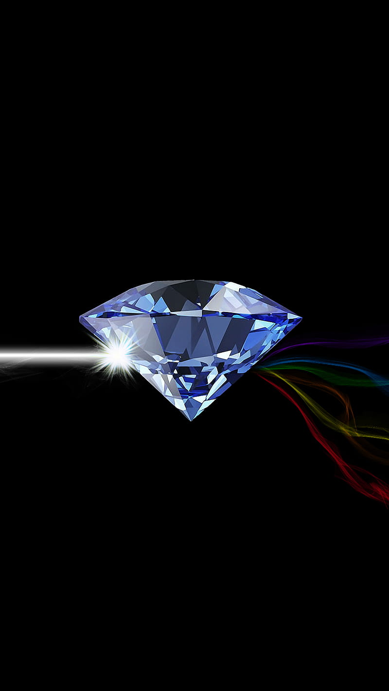 800x1422 Diamond refraction, amoled, black, blue, colours, diamond, green, light, orange, HD phone wallpaper