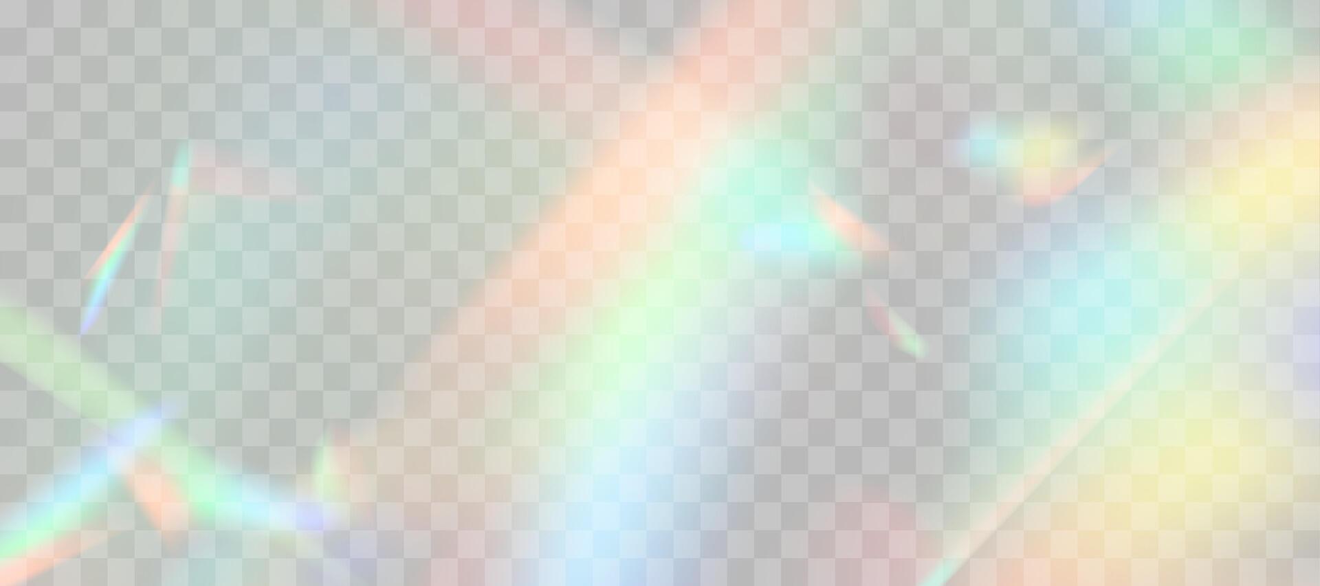 1920x853 Blurred rainbow refraction overlay effect. Light lens prism effect on transparent background. Holographic reflection, crystal flare leak shadow overlay