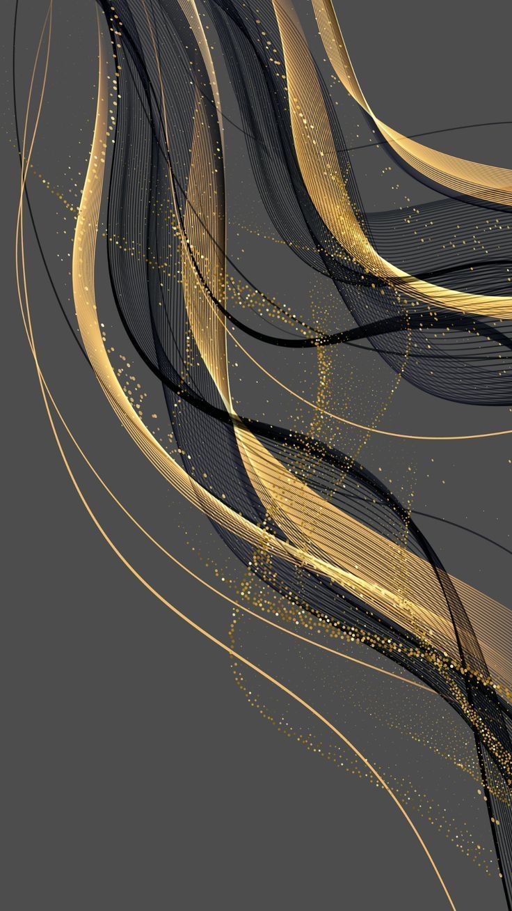 736x1308 Abstract Gold and Black Background. Abstract gold and black wave design, Elegant digital wallpaper design, Gold and black abstract art