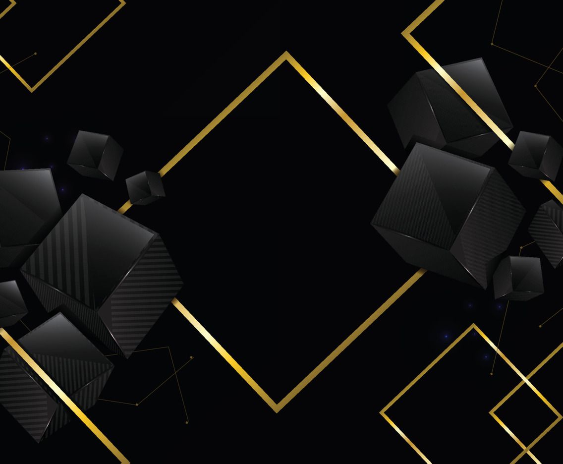 1136x936 Abstract Background of 3D Black Cubes and Gold Lines