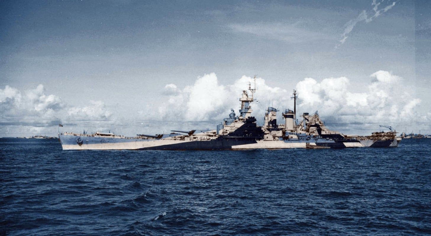 1457x800 USS North Carolina (BB 55) At Ulithi Atoll, 21 November 1944 [1450x800]