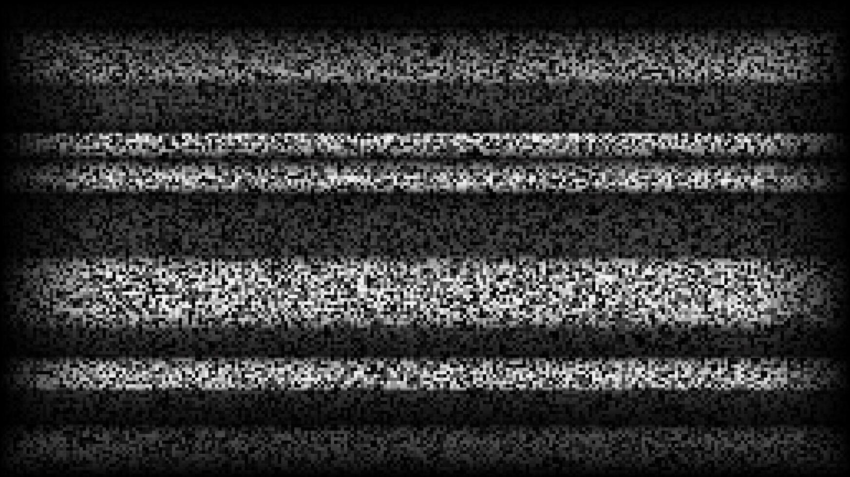 1745x980 TV static noise background. Glitch pixelated television screen. Black and white TV signal VHS with black stripes wallpaper. White noise grain. CRT screen with interferences or glitches