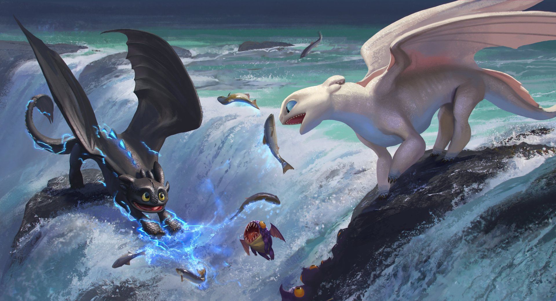 1920x1040 Toothless & Light Fury Clash