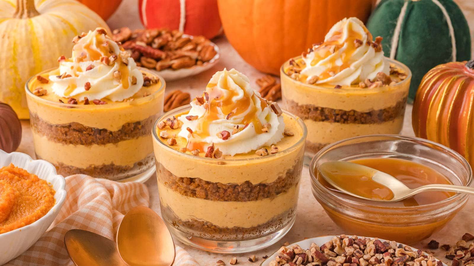 1600x900 Pumpkin Pie Cheesecake Cups. Easy No Bake Dessert