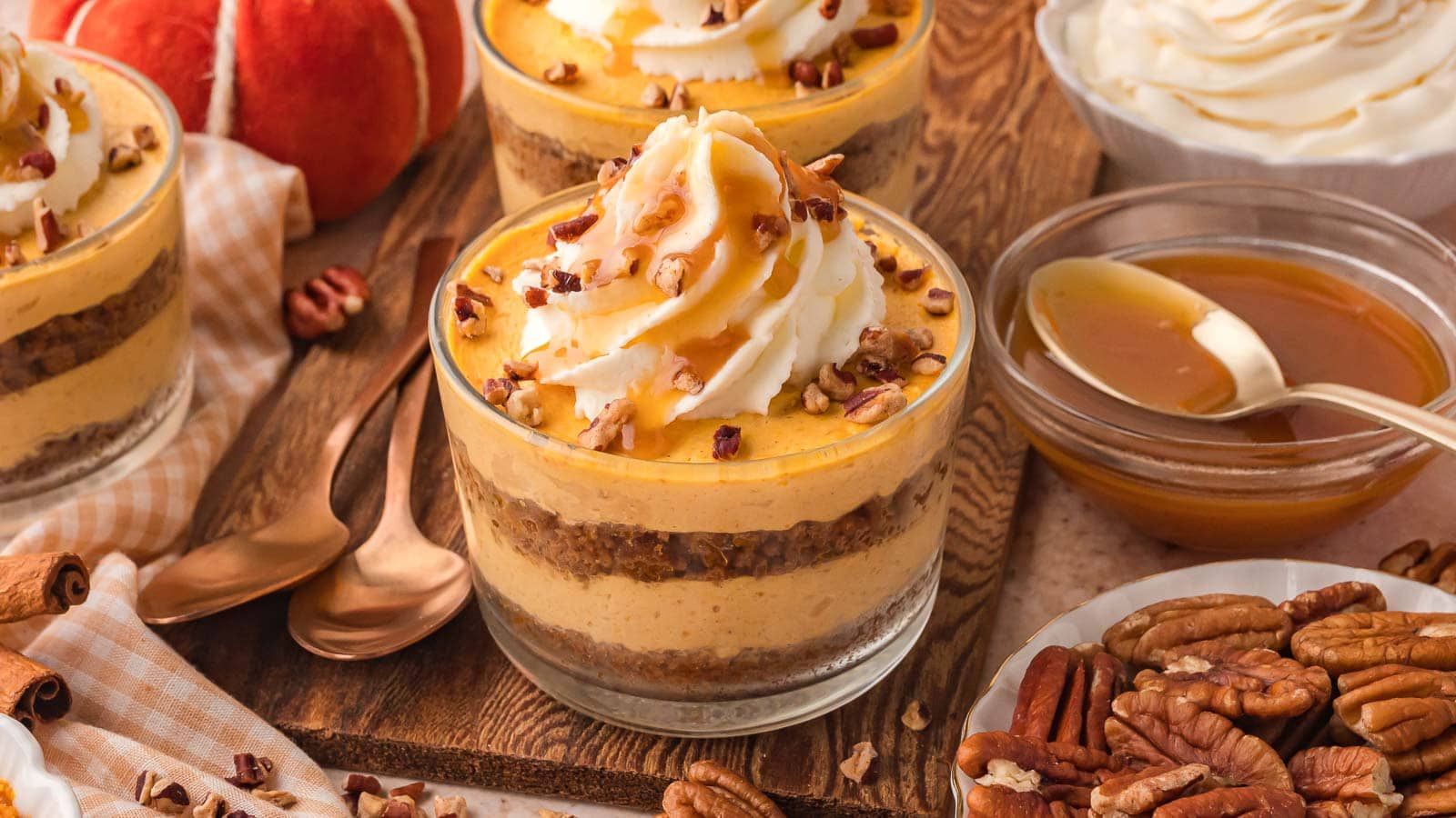 1600x900 Pumpkin Pie Cheesecake Cups. Easy No Bake Dessert