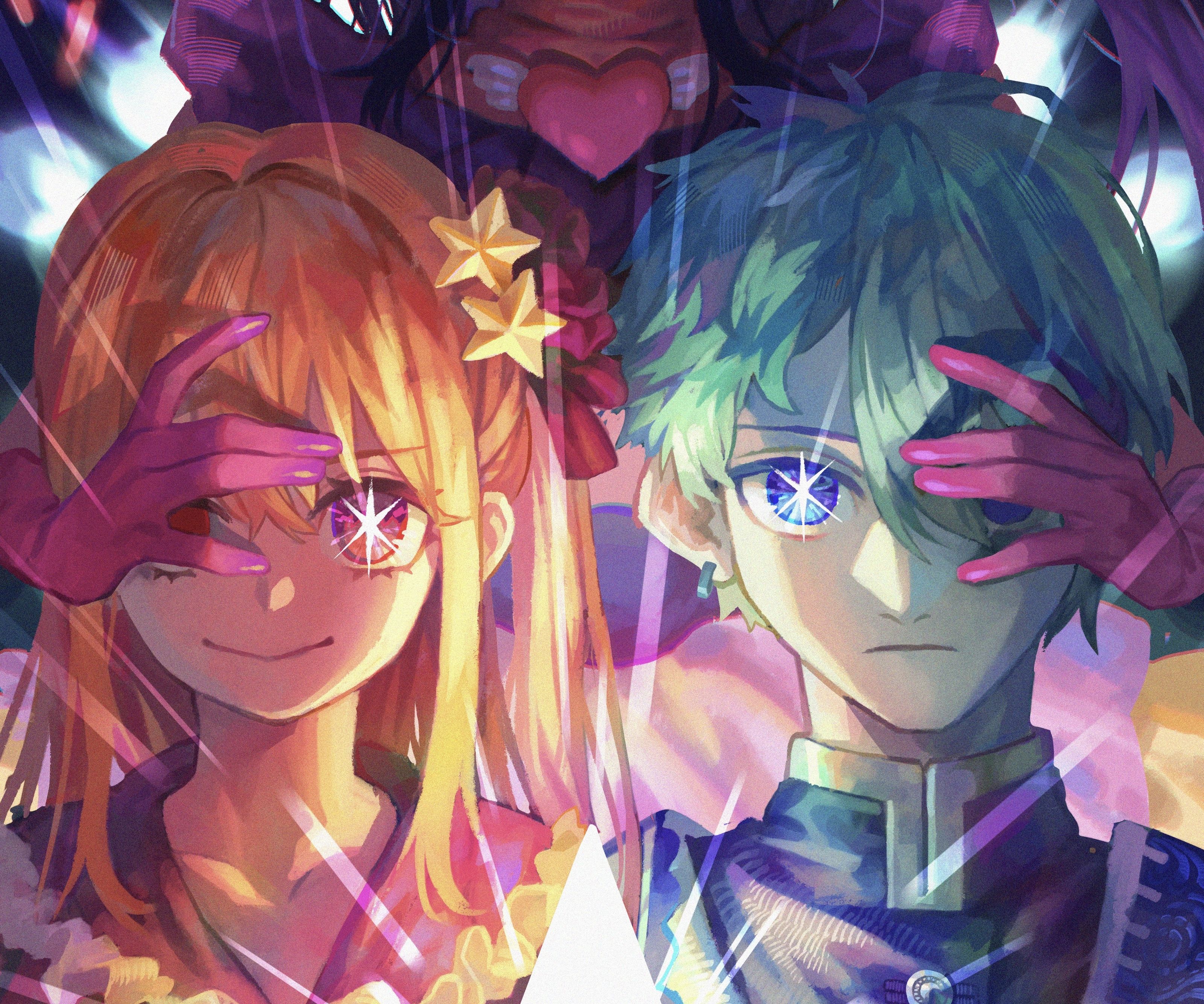3200x2667 Oshi no Ko HD Wallpaper: Aquamarine & Ruby Hoshino Anime Spotlight