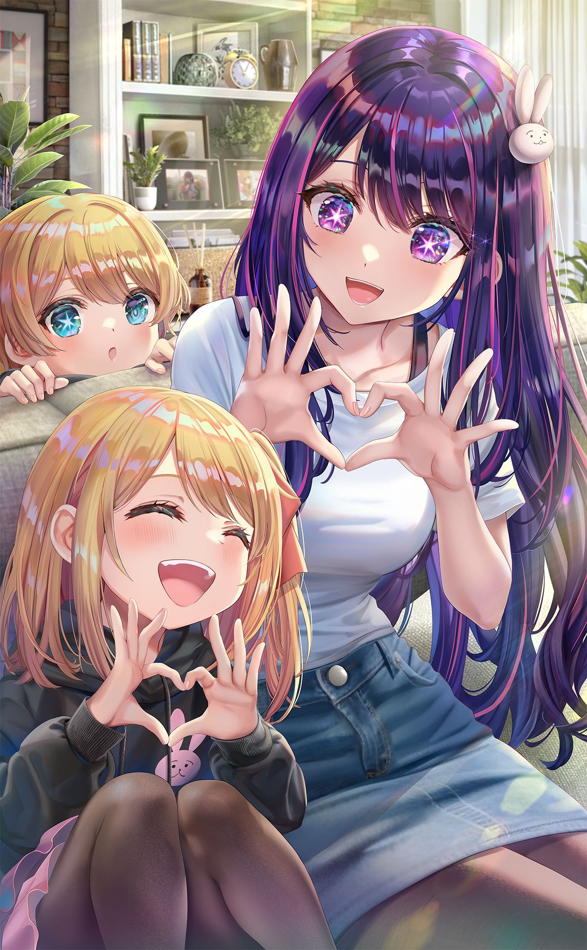1200x1942 two tone hair, Torino Akua, anime, anime girls, Pixiv, portrait display, Oshi no Ko, Hoshino Ai, Aqua hoshino, Hoshino Ruby, anime boys, star eyes, lolix1942 Wallpaper