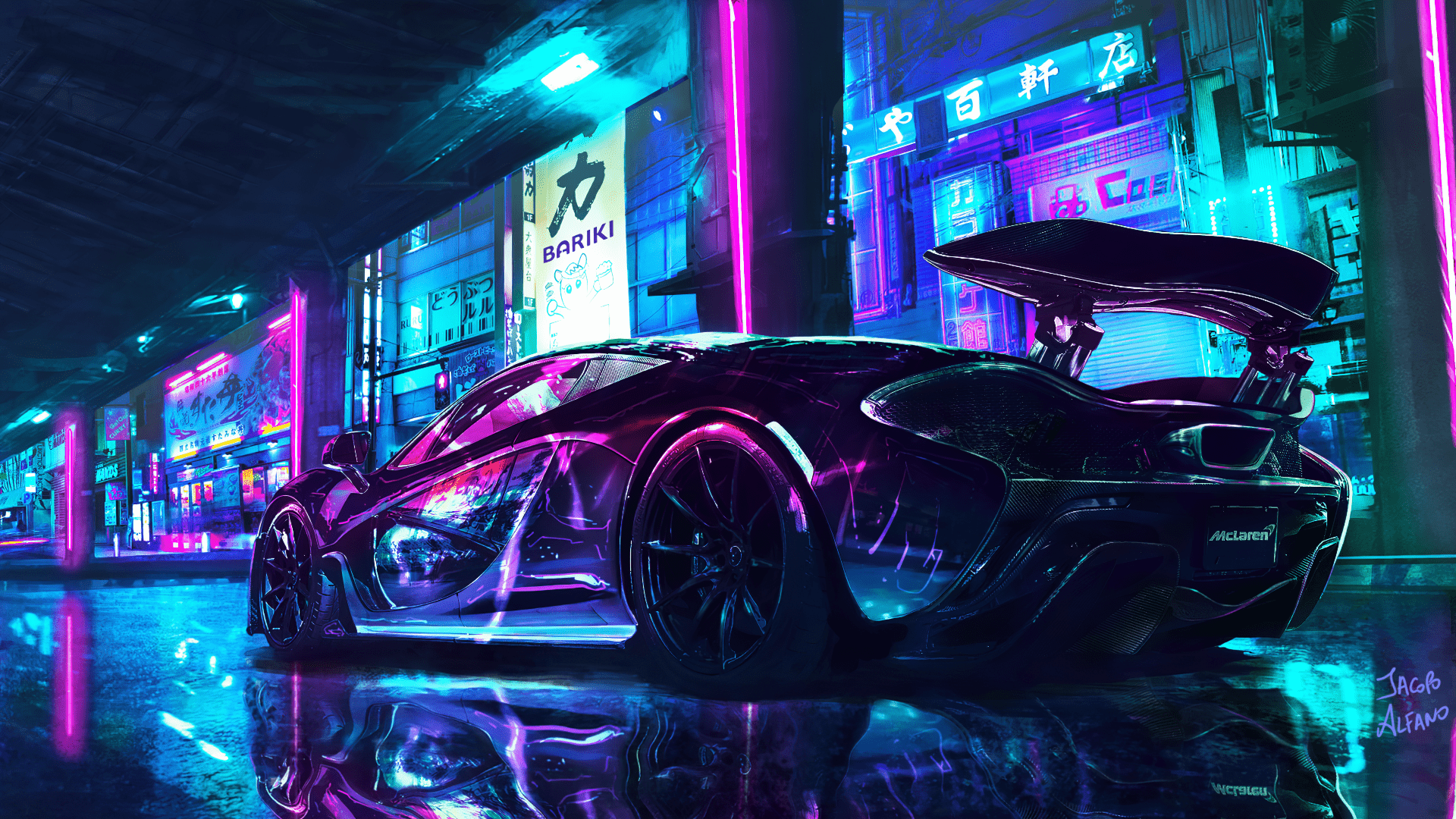 1920x1080 4K Ultra HD McLaren MP4 12C Neon Night Drive By Jacopo Alfanox2160