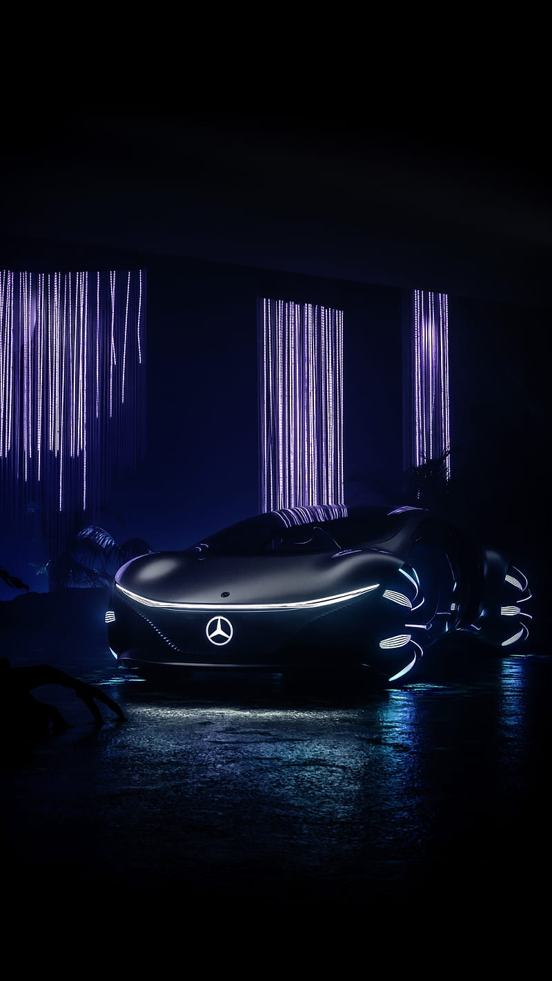 800x1422 Neon Mercedes, car, front, future car, germany, motors, neon lights, sport, white neon, HD phone wallpaper