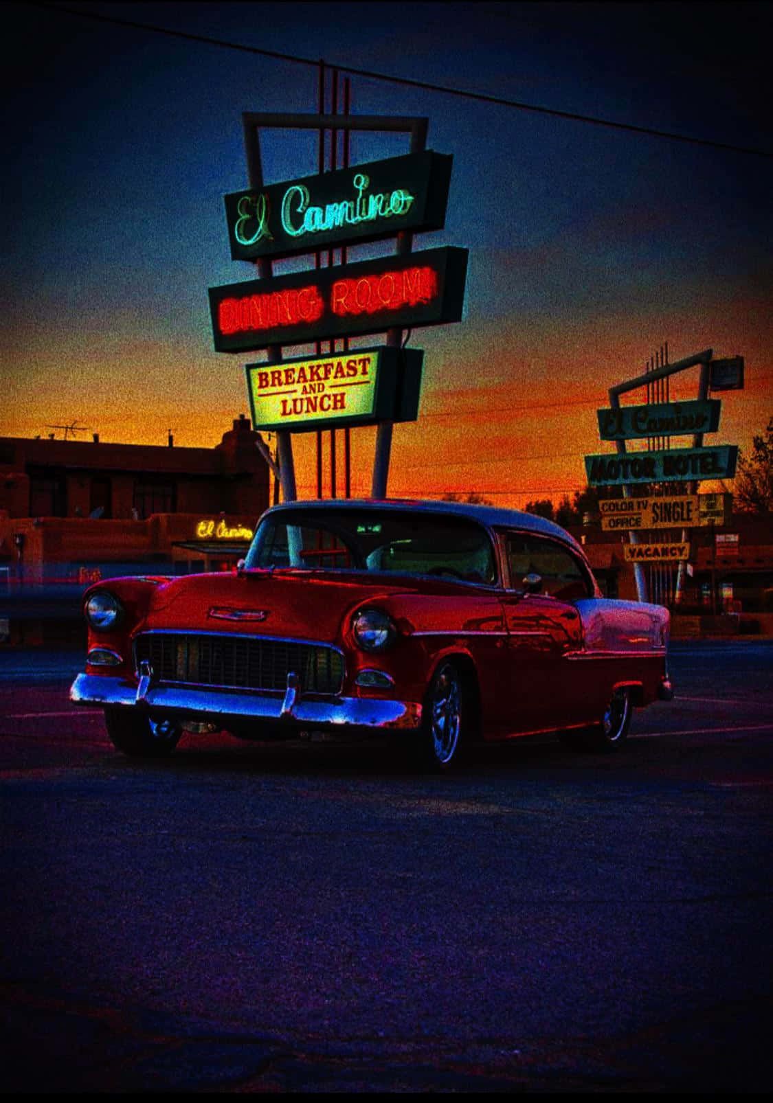 1125x1606 Download Vintage Car Neon Lights Wallpaper