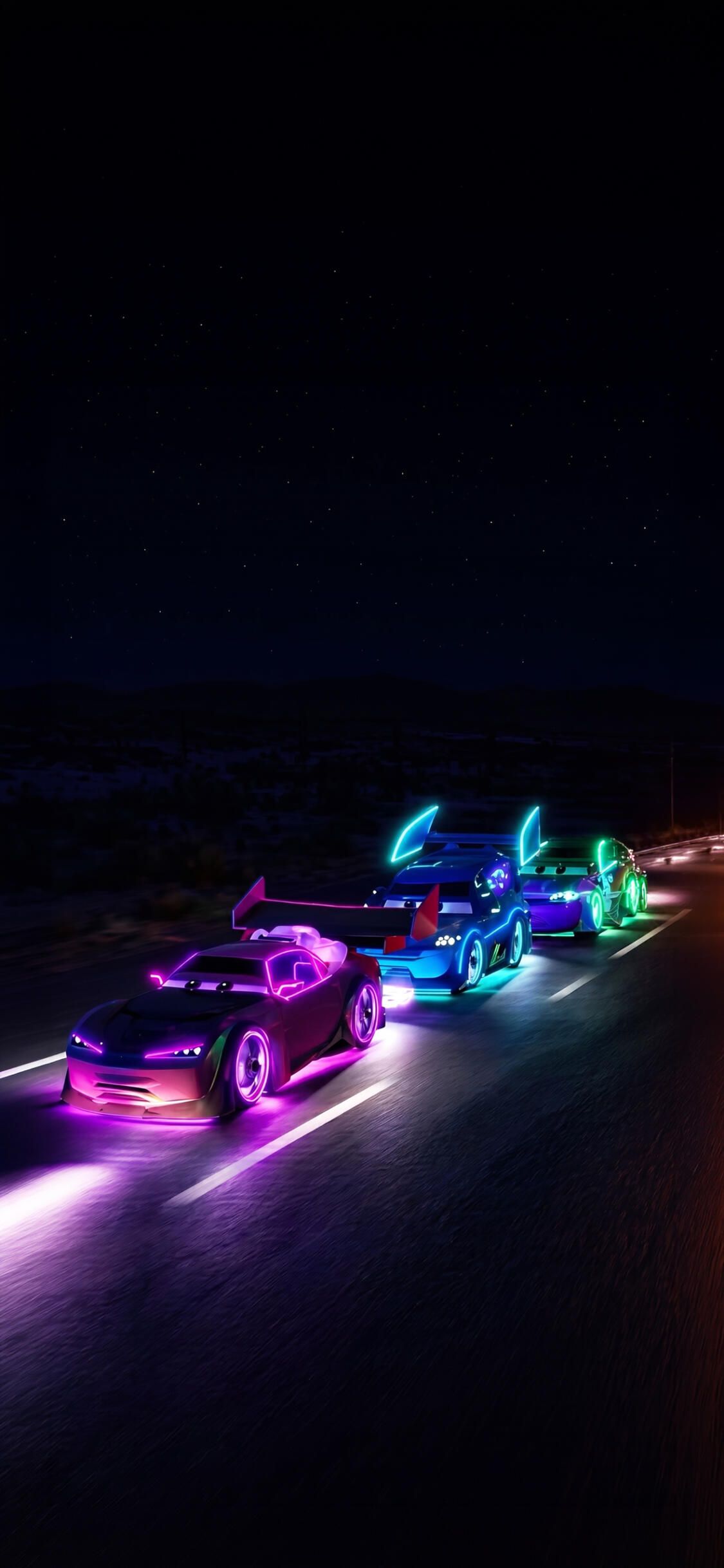 1125x2436 Neon Sports Cars Wallpaper