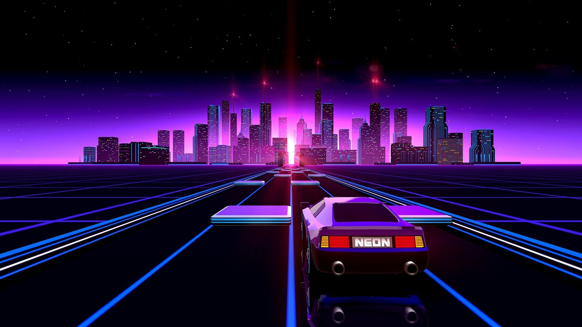 1920x1080 Neon Car City Wallpaper 47378