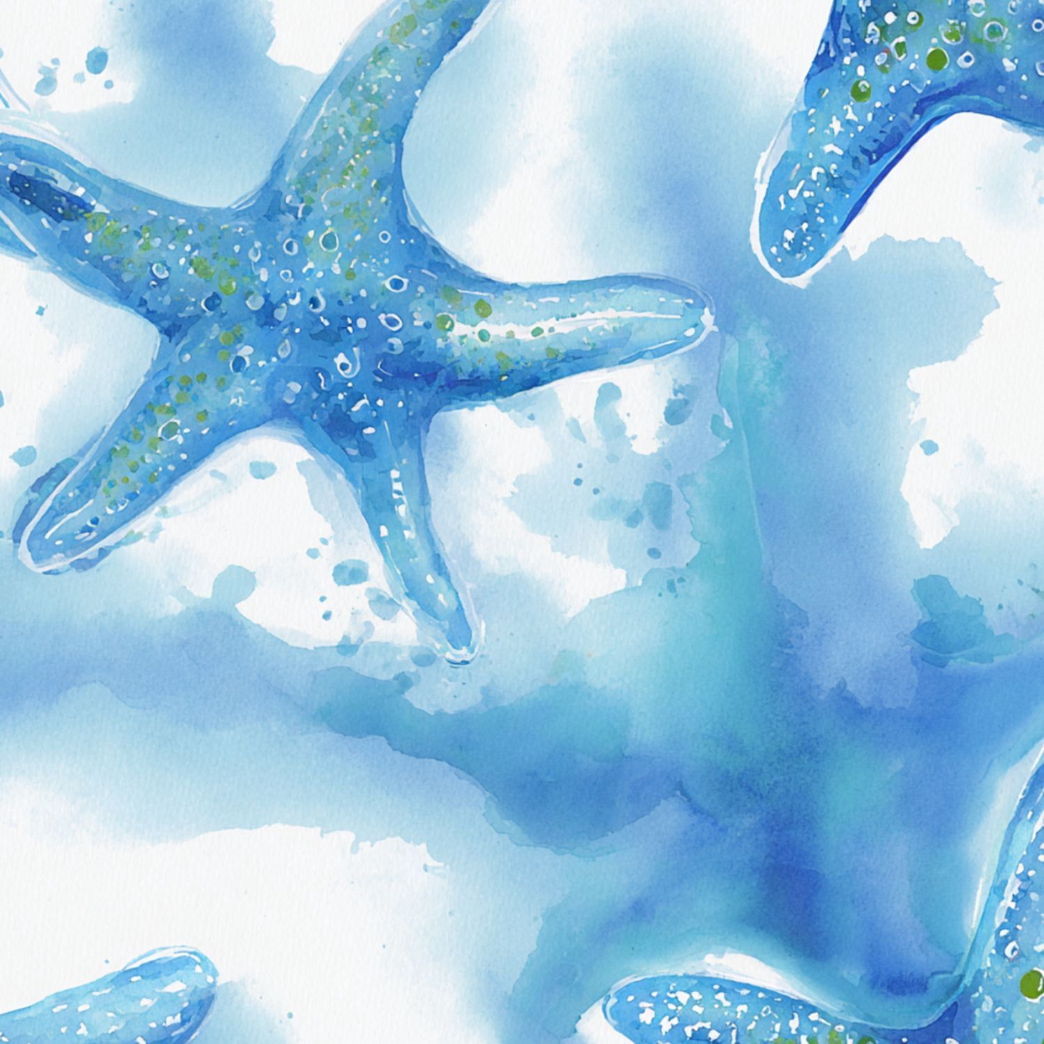 1500x1500 Coastal Peel and Stick Wallpaper Blue Starfish Watercolor Splash Ocean Inspired Abstract Design Contact Paper 23.6in x 9.8ft Wallpaper Removable Self