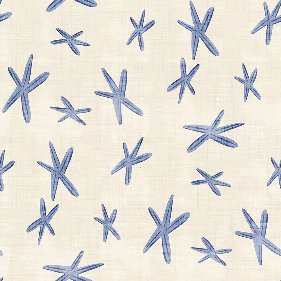 900x900 Coastal Starfish Peel and Stick Wallpaper Sample, Line Art, Nautical