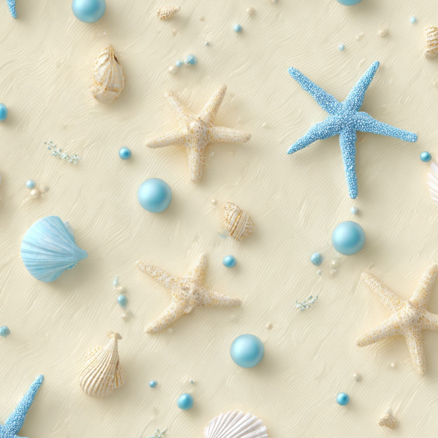 1500x1500 Peel and Stick Wallpaper Blue Starfish Shell Beach Blue Starfish Small Beige Starfish White 24in x 118in Contact Paper Removable Self Adhesive Wall