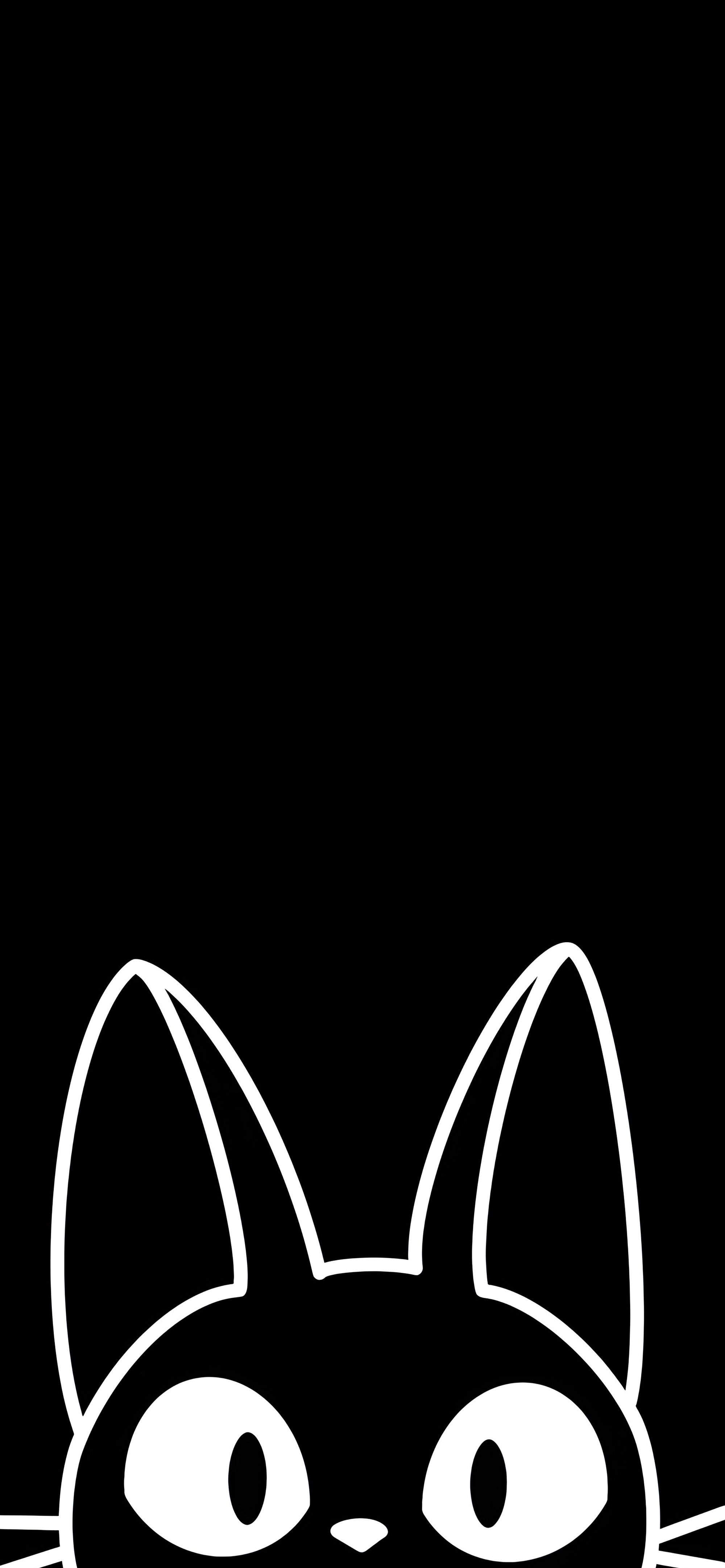2000x4329 Black Cat Ears Peeking Minimalist Wallpaper HD Wallpaper