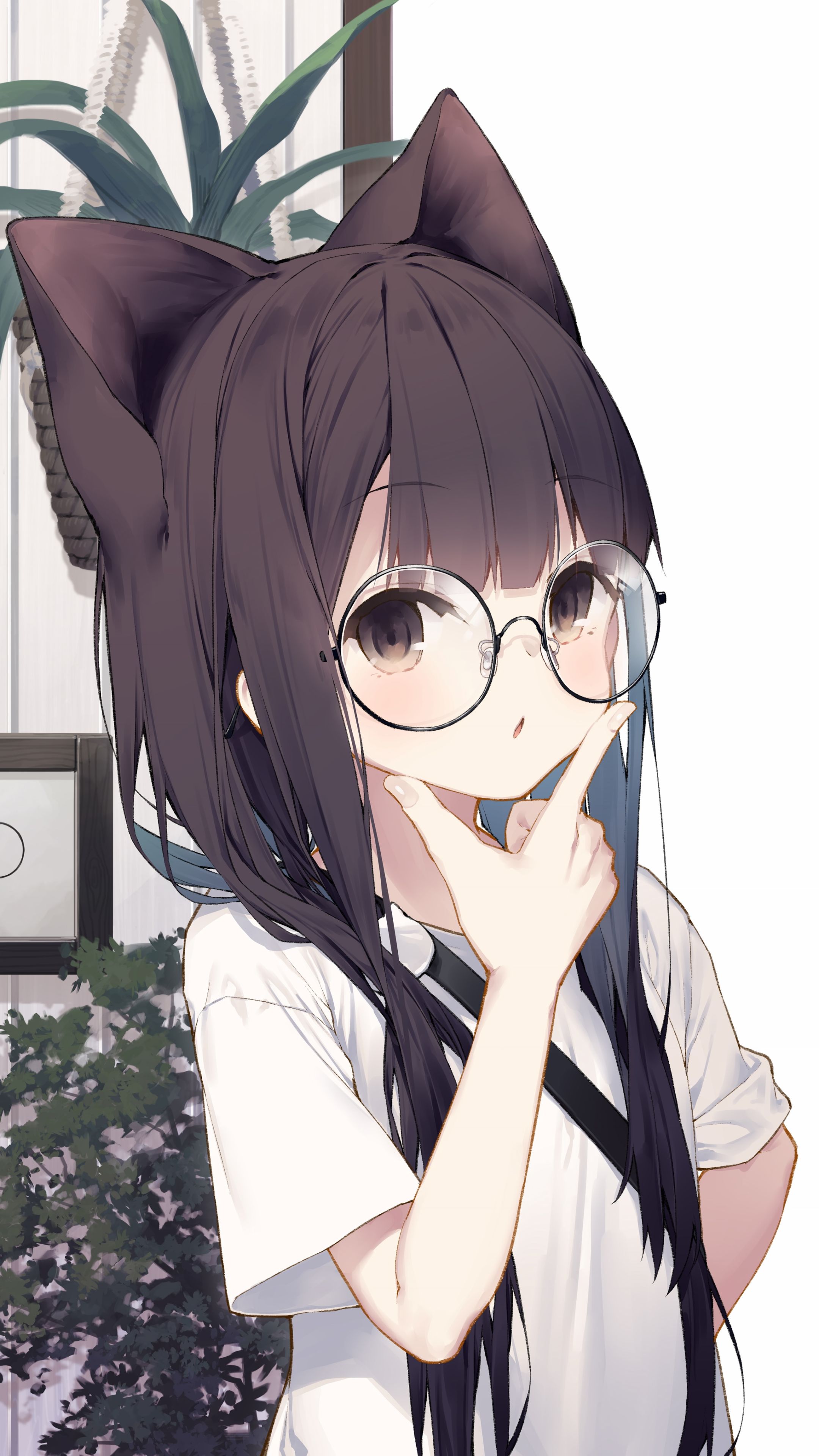 2160x3840 Phone wallpaper: Anime, Animal Ears, Girl, Black Hair, Cat Girl 1429759