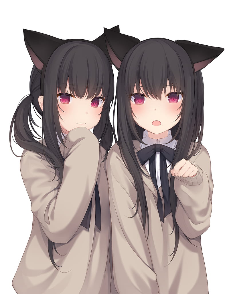 800x1024 Anime, anime girls, Amashiro Natsuki, cat girl, cat ears, animal ears, dark hair, HD phone wallpaper