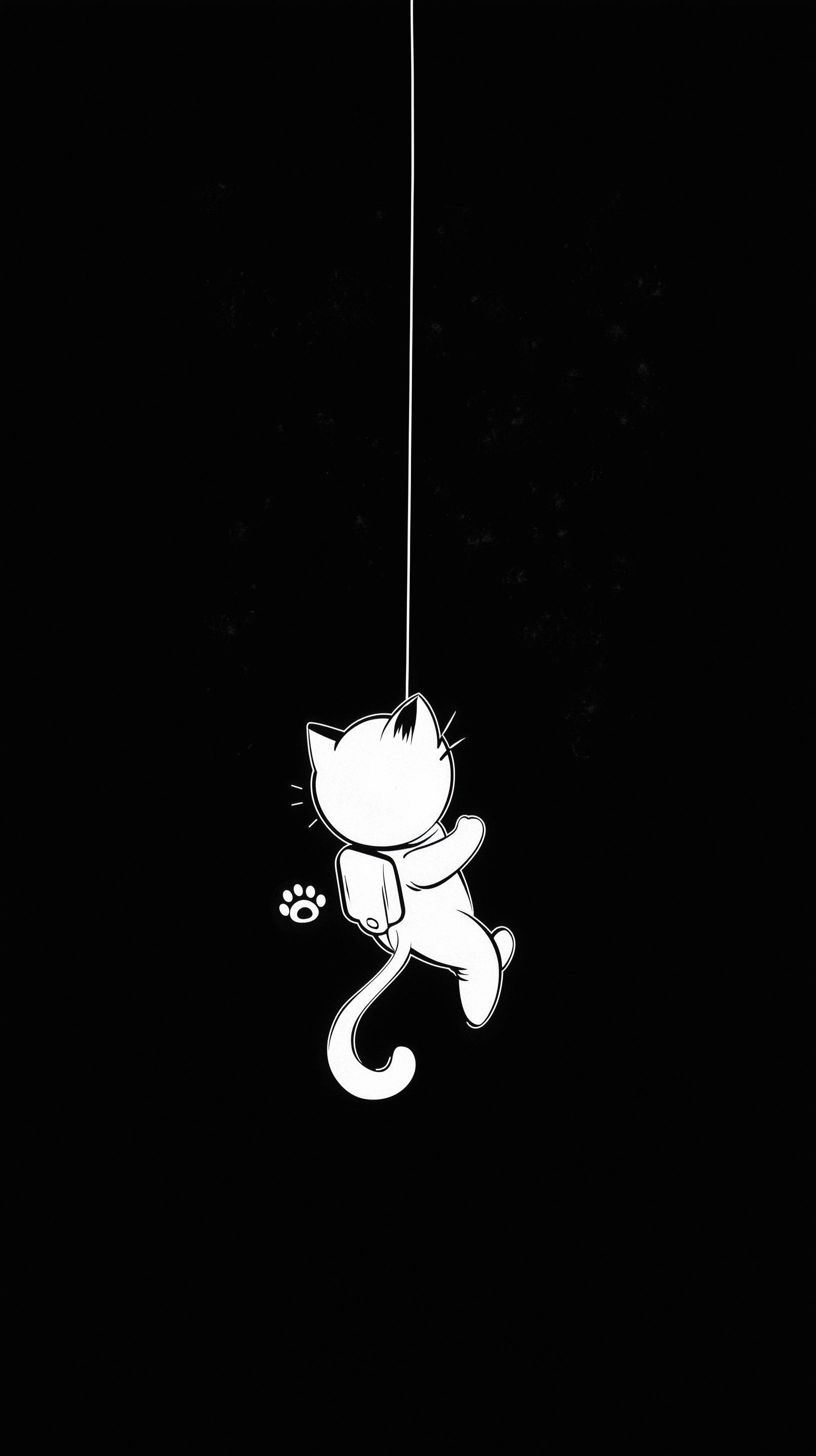 1632x2912 Minimalist Astronaut Cat: Black & White Wallpaper • PromptDen