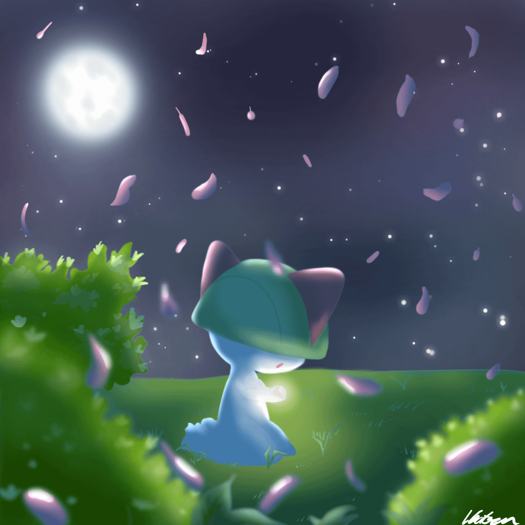 1080x1080 OC Ralts in the moonlight