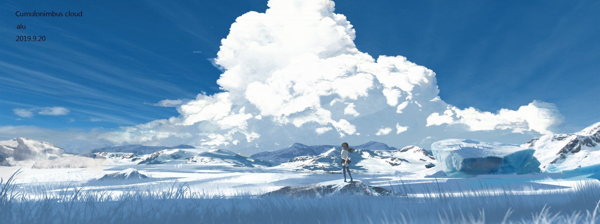 1920x719 Winter Anime Skies: HD Cloudscape Wallpaper by 阿鹿的alux1184