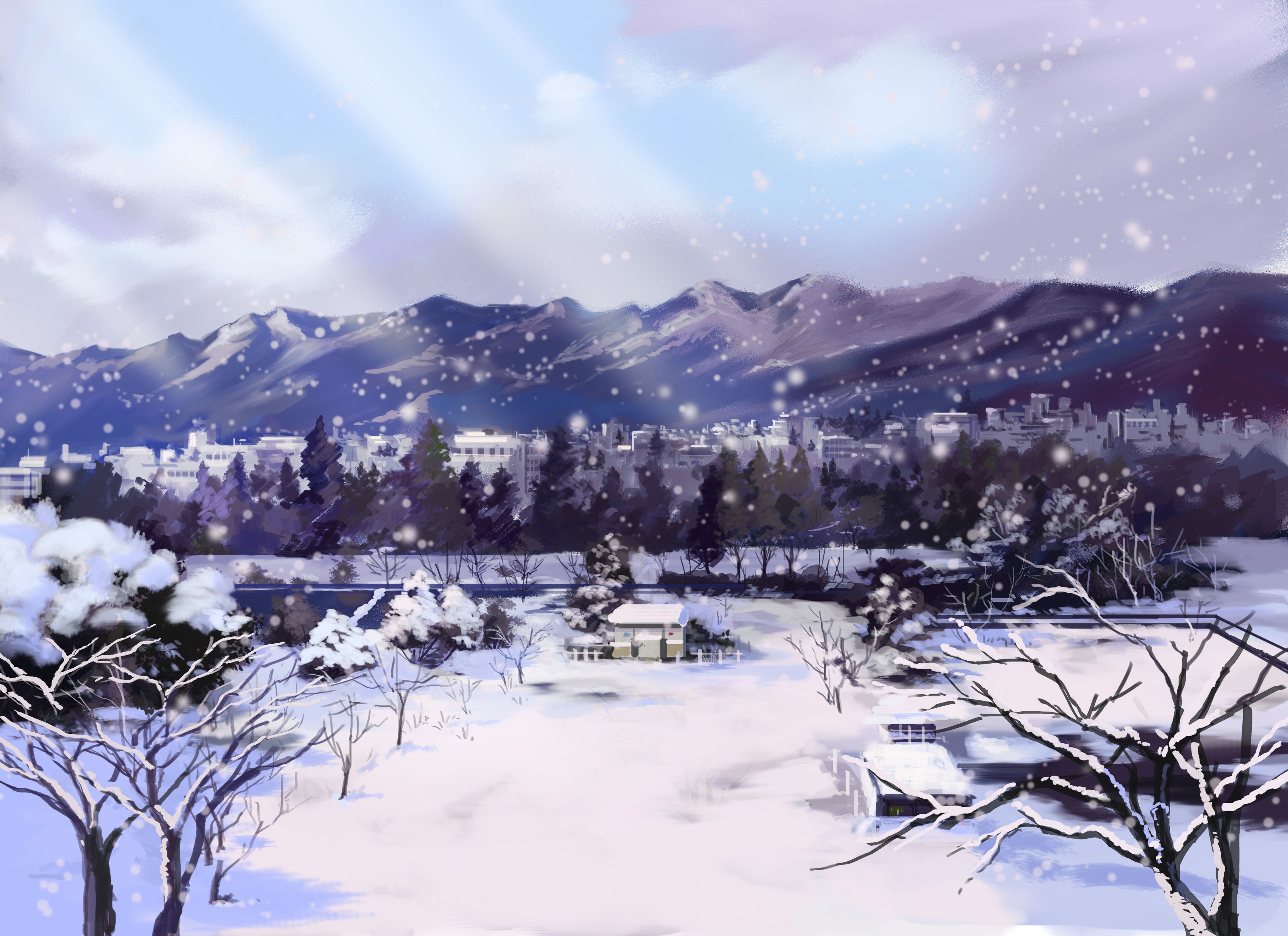 3509x2550 Serene Anime Winter