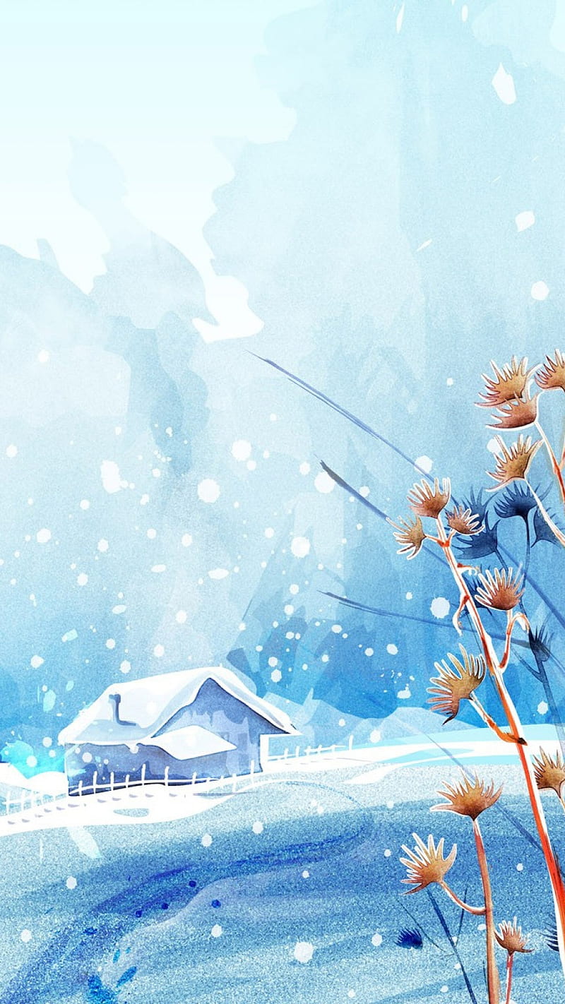 800x1422 Nature Art, animated, home, snow, HD phone wallpaper