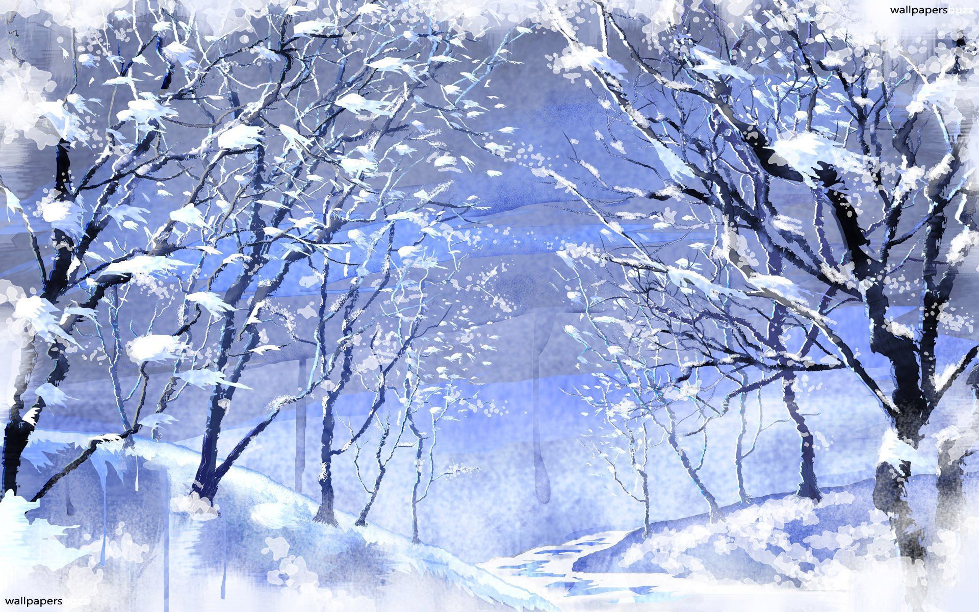 1920x1200 Winter Snow Anime Wallpaper