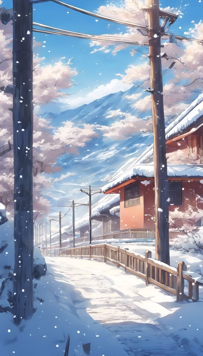 686x1200 Snowy Serene Sight ☃️- Anime Wallpaper aesthetic HD for phone