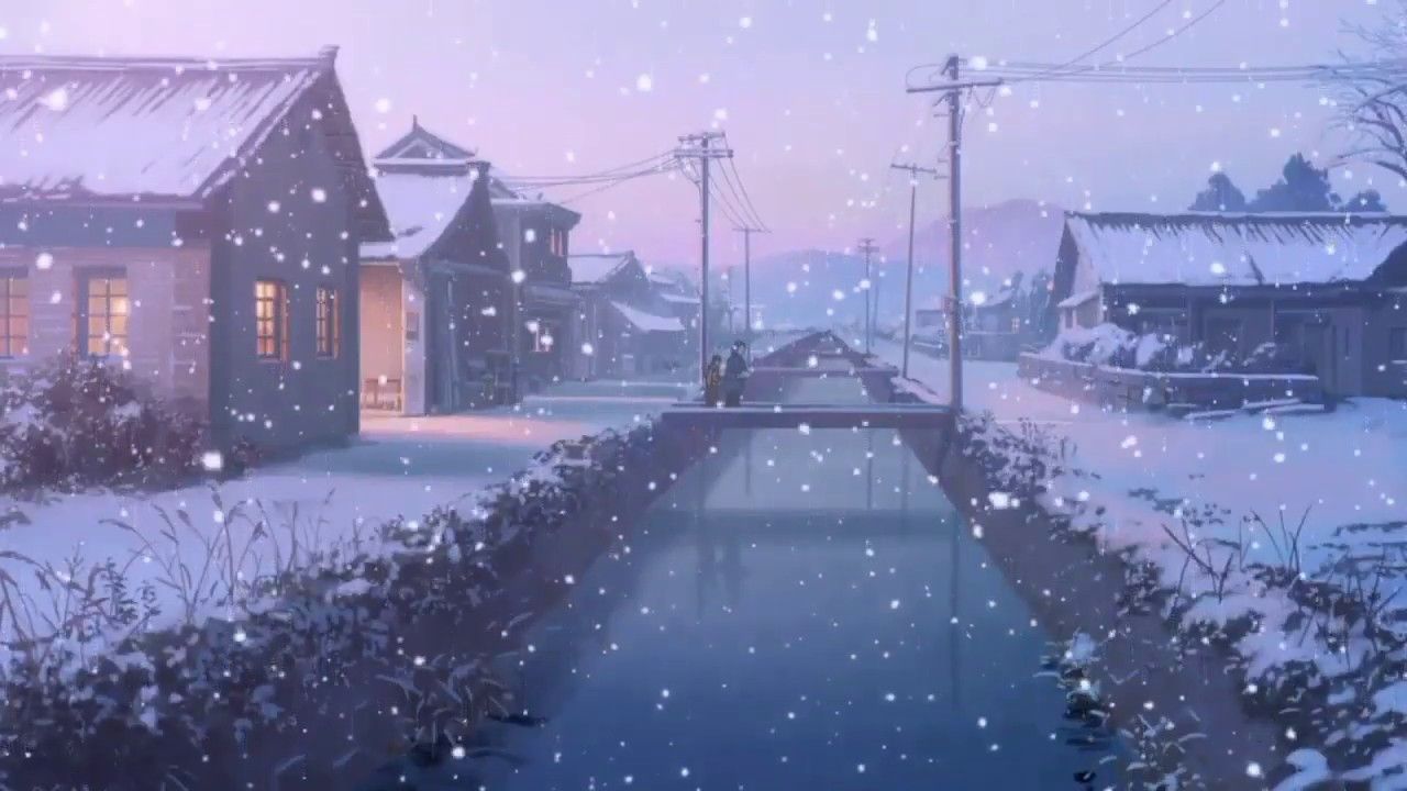 1280x720 Anime Snowy Scenery Wallpaper