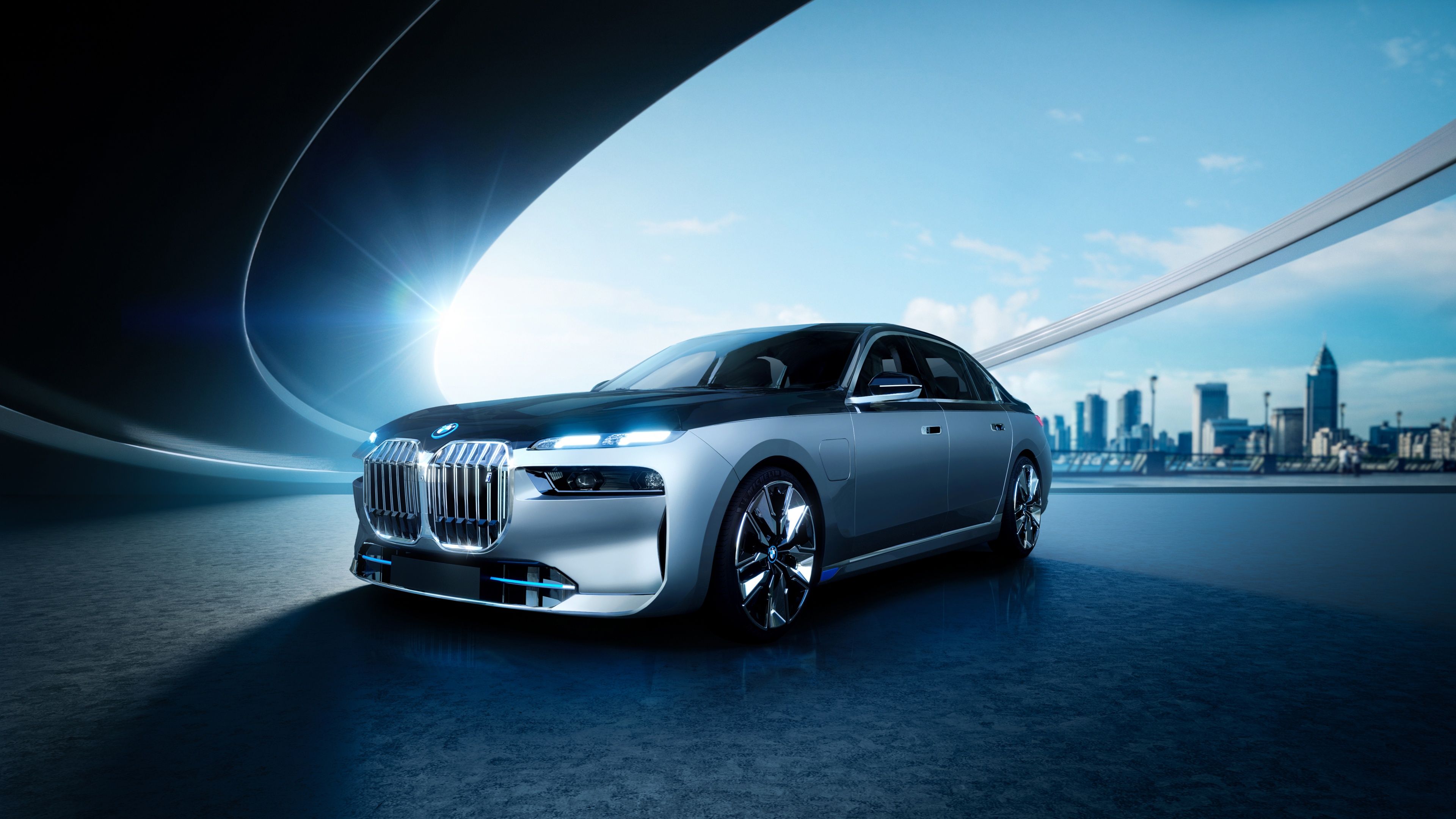 3840x2160 BMW i7 Wallpaper 4K, CGI, Luxury Sedan, Electric Sedan