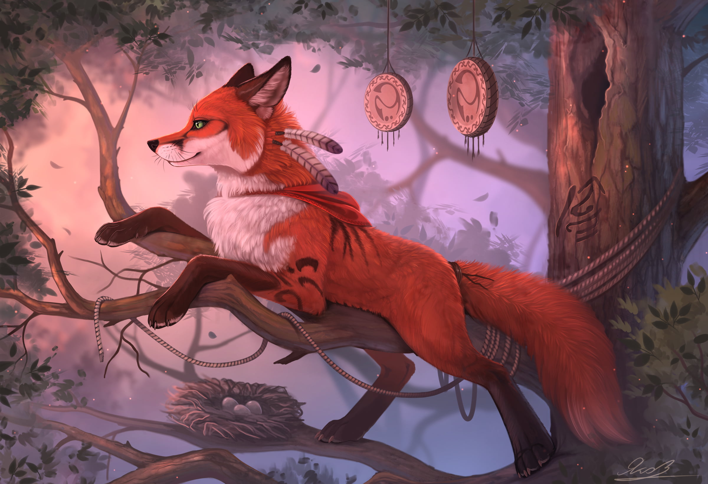 2400x1640 Red fox character wallpaper, furry, animals, fox, fantasy art HD wallpaper